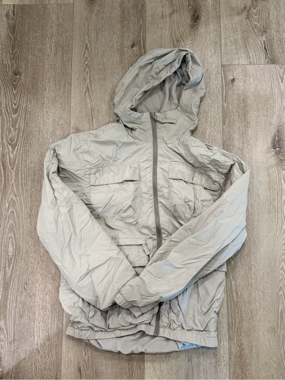 Hollister Light Gray Hooded Windbreaker